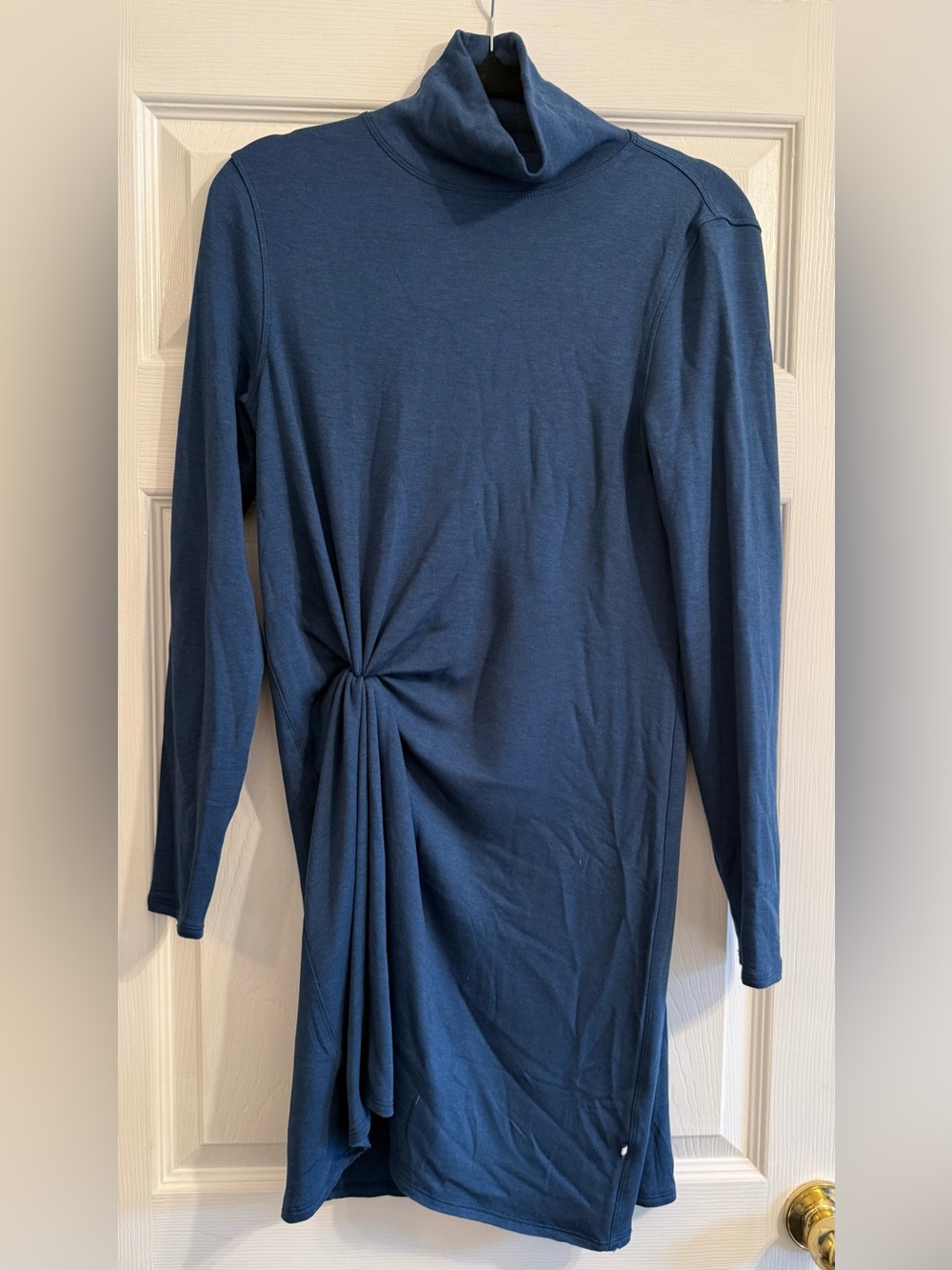 Kit and Ace Navy Twist-Side Turtleneck Long Sleeve Dress